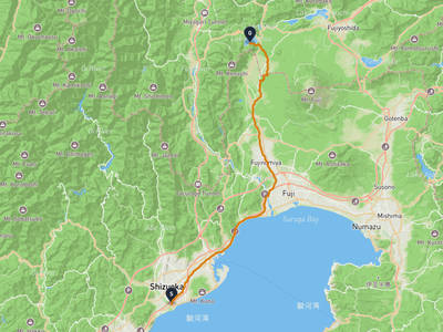 安倍川 → 本栖湖