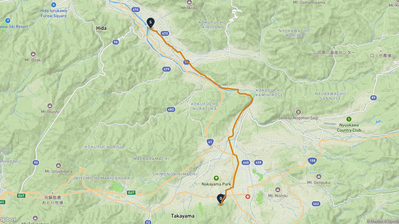 Hida to Hida Folk Village Hiking Route