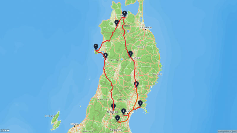 仙台市太白区至天童市 徒步路线
