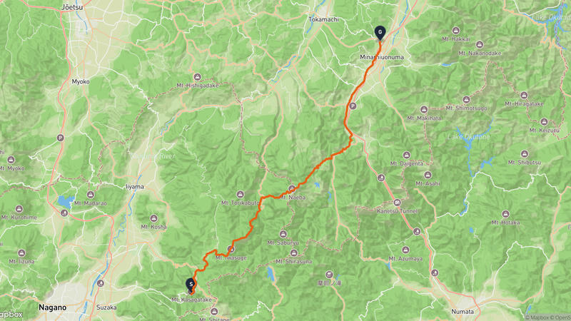 高山村至南魚沼市 登山路線