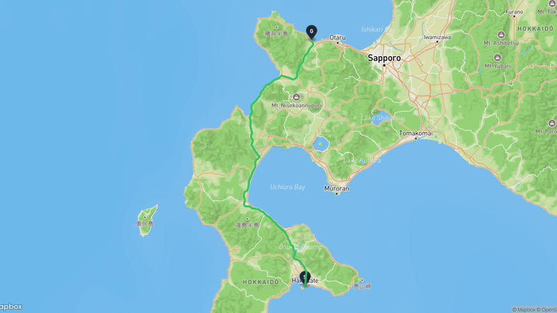 函館朝市至余市町 駕車路線
