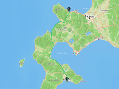 函館朝市 → 余市町