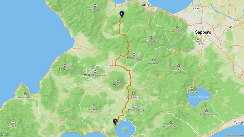 余市町至洞爺湖町 駕車路線