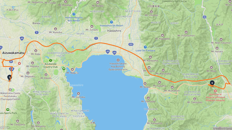 会津若松城至郡山市 驾车路线