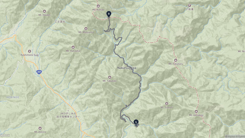 中津川市至小秀山 登山路線
