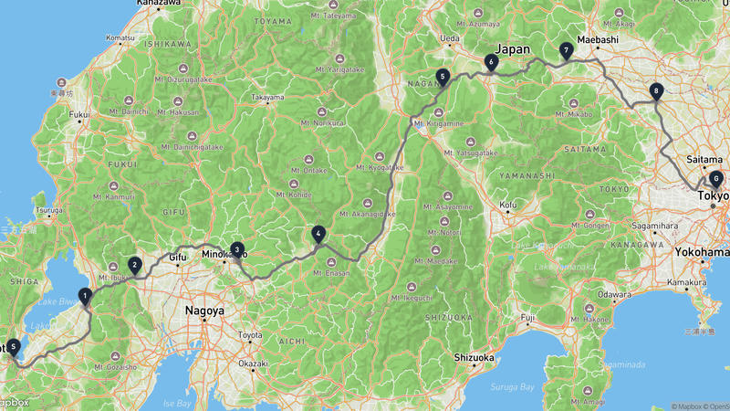 大津宿至板橋宿 驾车路线