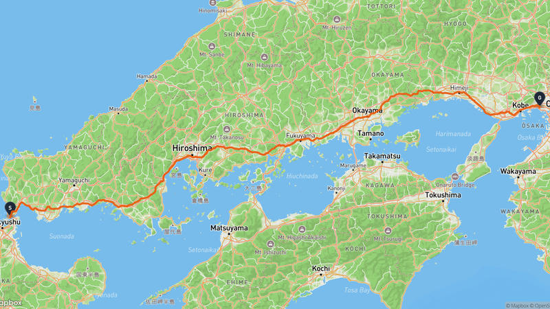 เส้นทางจักรยาน Port of Shimonoseki-Museum of Hanshin Koshien Stadium