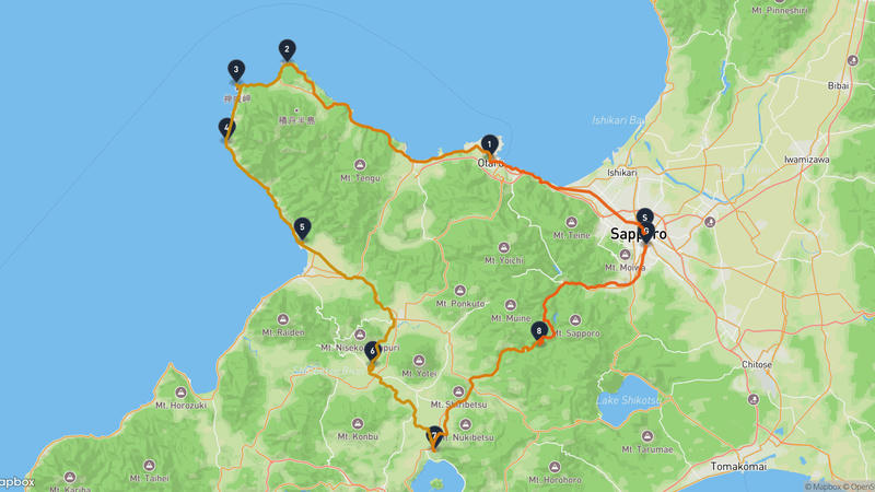 札幌啤酒博物館至中岛公园 骑行路线