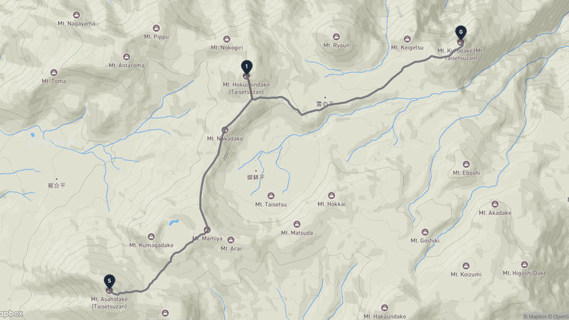 旭岳至黑岳 徒步路线