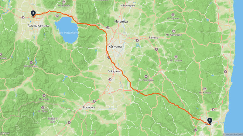Iwaki to Aizuwakamatsu Hiking Route