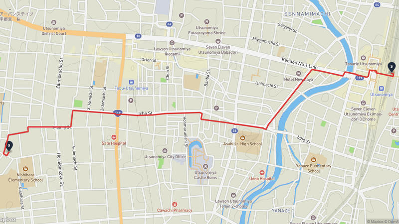 Utsunomiya Castle to Hōon-ji Temple Hiking Route