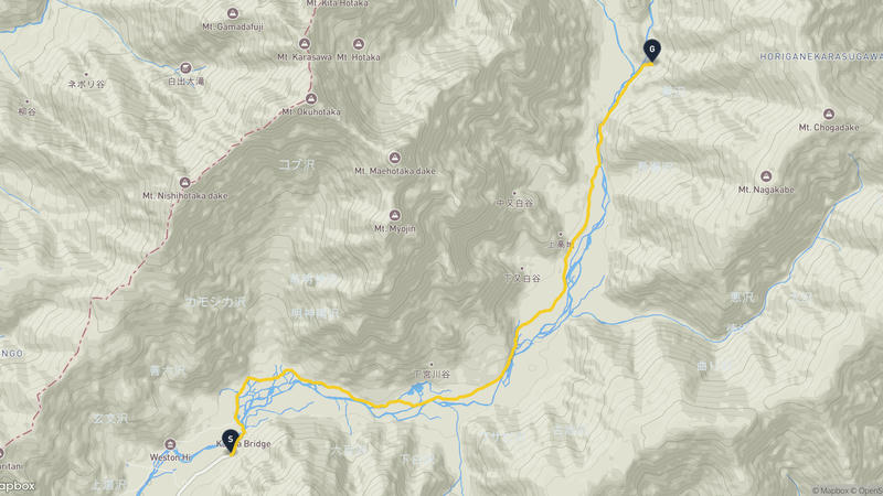 上高地至松本市 登山路線