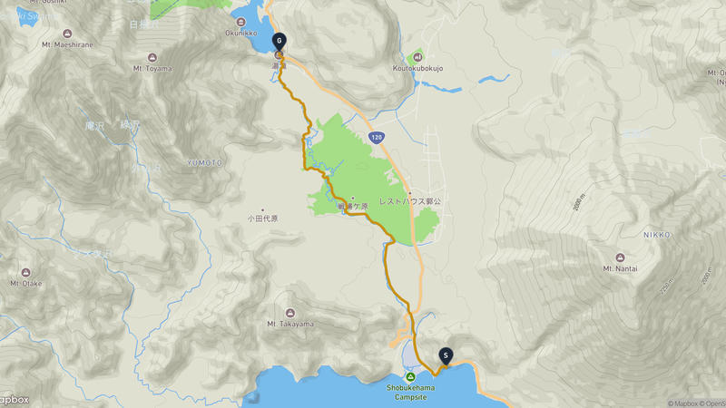中禪寺湖至日光市 登山路線