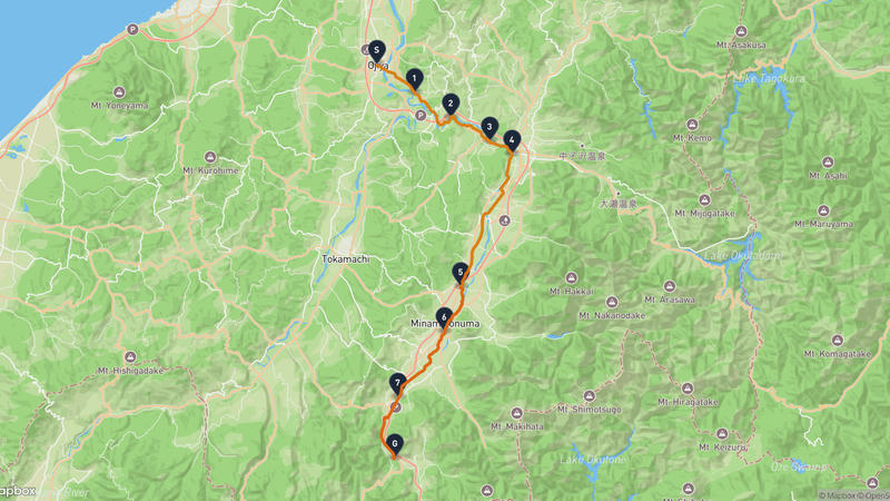 Ojiya to Meshishisan Hiking Route