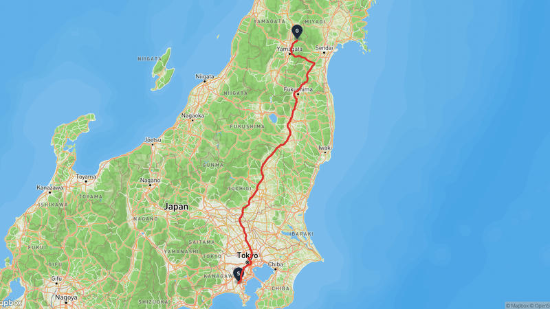 横浜市戸塚区至東根市 驾车路线