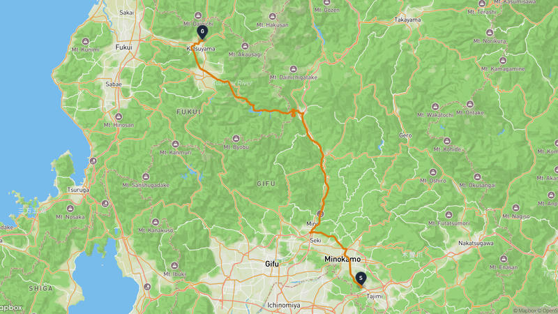 Tajimi to Fukui Prefectural Dinosaur Museum Drive