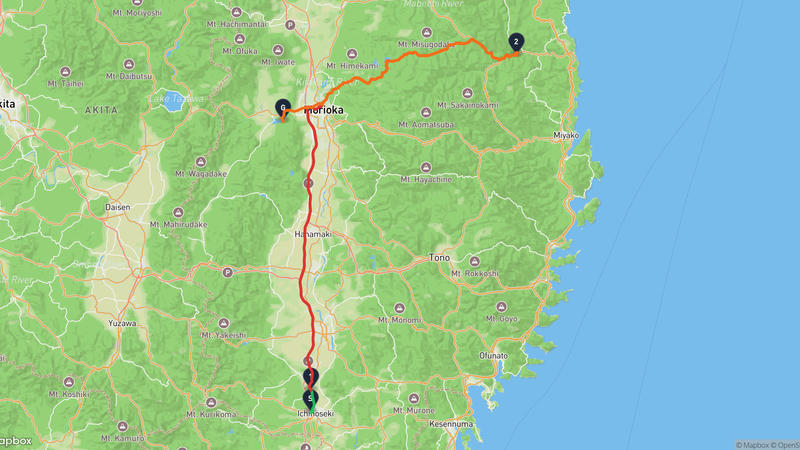 祥雲寺至盛岡市 駕車路線