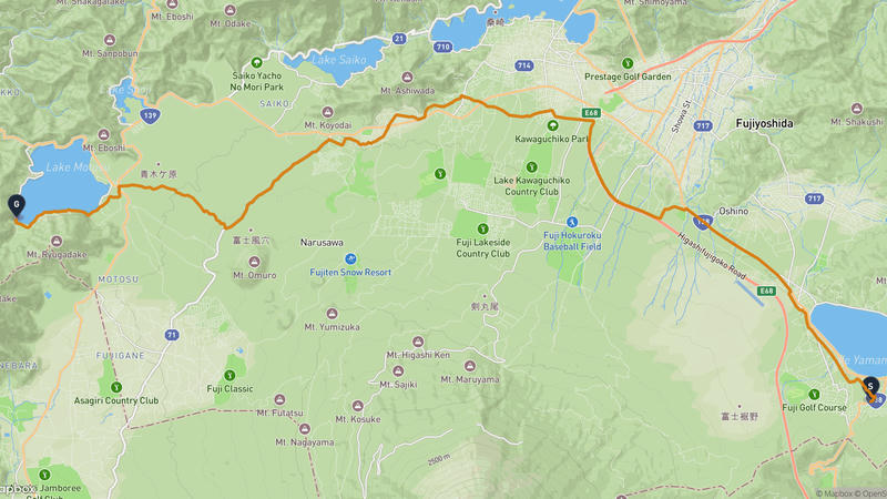 Lake Yamanaka to Lake Motosu Cycling Route