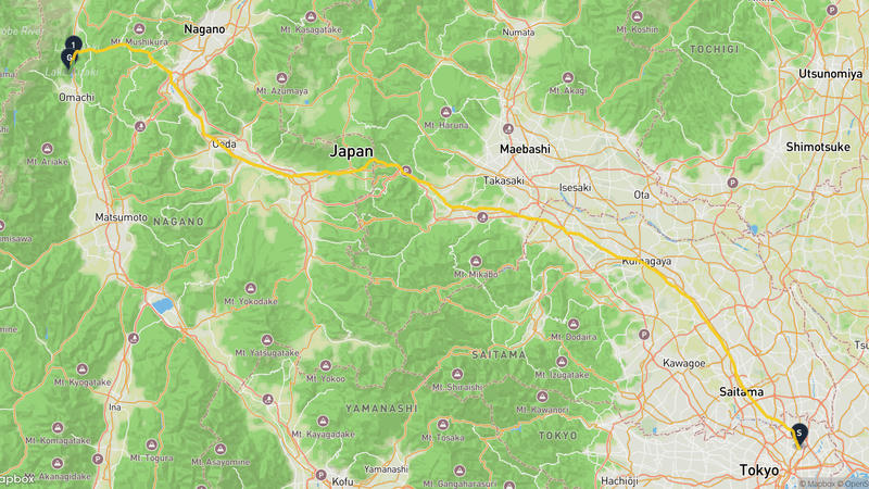 净闲寺至大町市 登山路線
