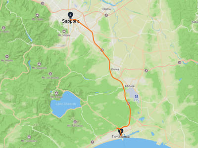 JR塔大樓 → 苫小牧市