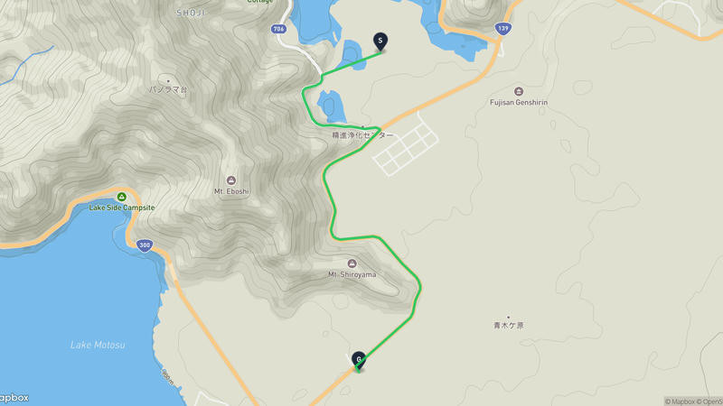 精進湖至本栖湖 徒步路线
