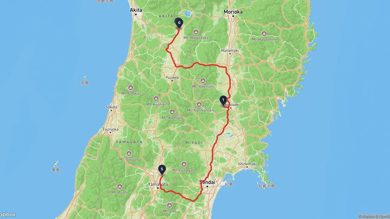 天童市〜仙北市 ドライブルート