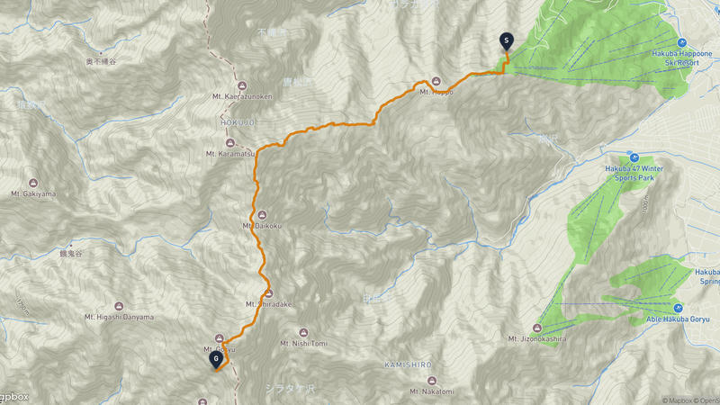 白馬村至五龍岳 登山路線