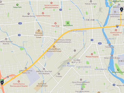 群馬県庁舎 → 高崎市