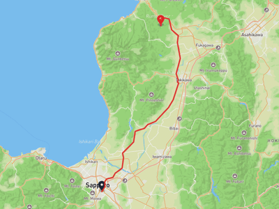 札幌市豊平区 → 留萌市