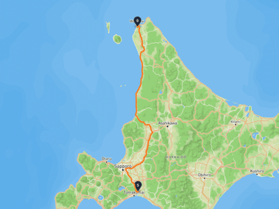 苫小牧市 → 稚内市