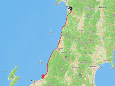 秋田市 → 新発田市