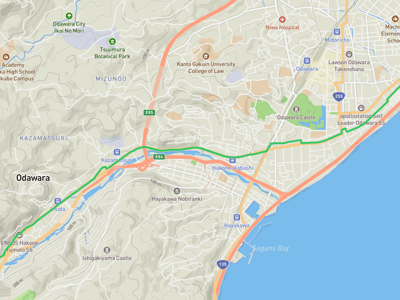 石垣山城 → 小田原宿
