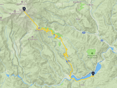 王滝村 → 御嶽山