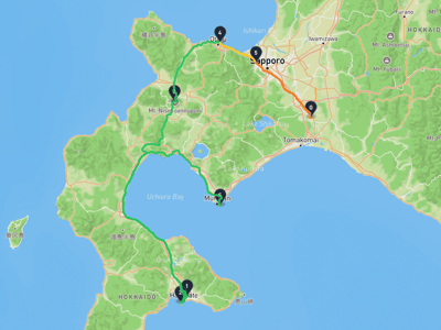 地球岬 → 千歳市
