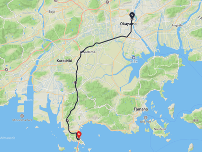 岡山城 → 倉敷市