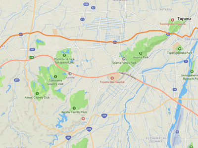富山県美術館 → 砺波市